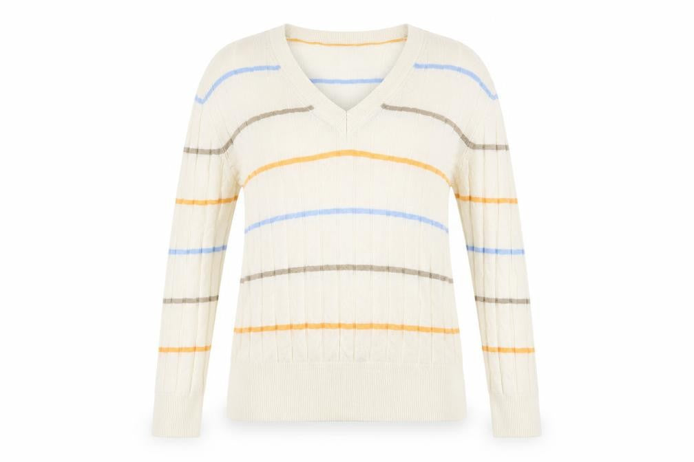 Marks and Spencer Womens Beige Striped Knit Pullover Jumper Size S