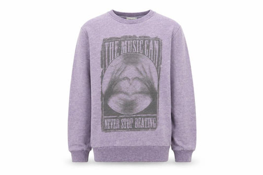 Front view of River Island boys’ purple pullover sweatshirt, size 7-8, years