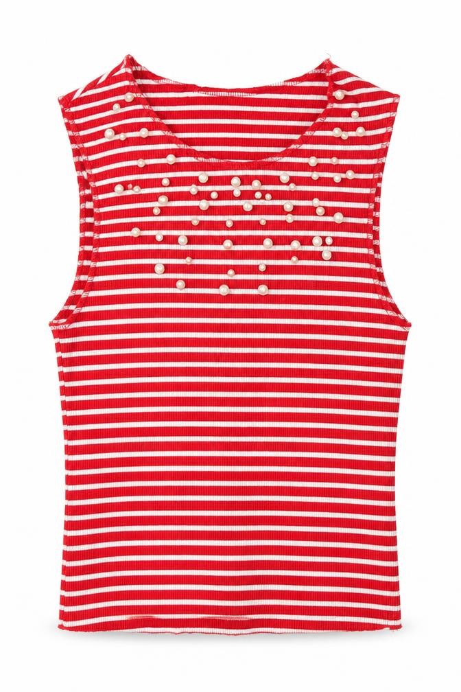Zara Womens Red Striped  Basic Tank Size S