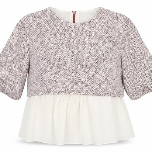 TRAFALUC Womens White Floral  Cropped Blouse Size S