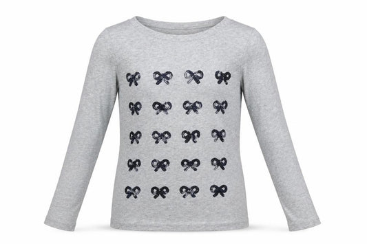 Front view of Gap Kids girls’ grey houndstooth basic t-shirt, size 10, years