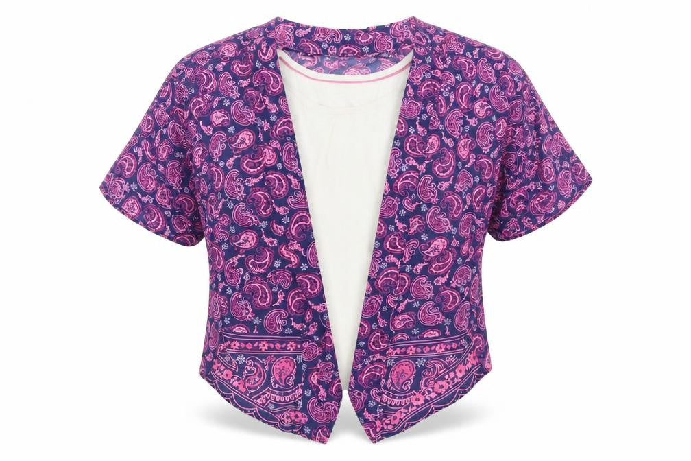 F&F Girls Purple Paisley  Basic Blouse Size 6-7 Years