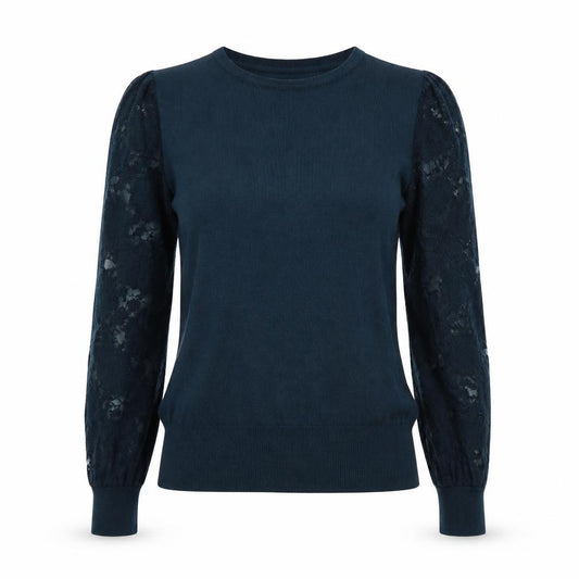Front view of F&F women’s blue knit jumper, size UK 6