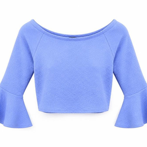 Kiah Womens Blue   Cropped T-Shirt Size 14