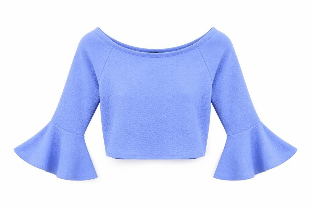 Kiah Womens Blue   Cropped T-Shirt Size 14