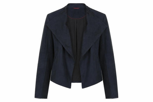 Front view of Next women’s blue jacket, size UK 10