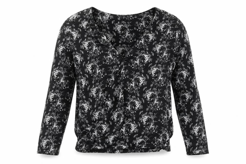 Front view of H&M women’s black basic t-shirt, size S