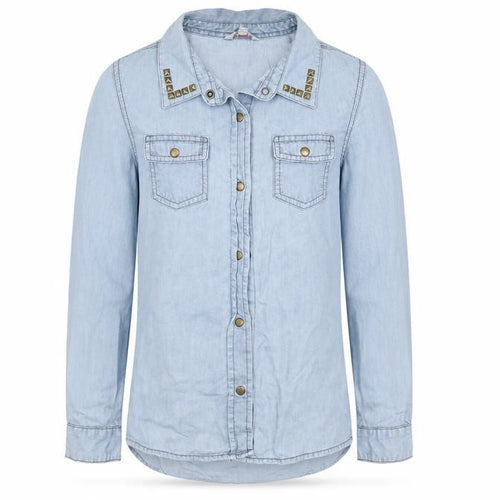 Miss Evie Girls Blue   Basic Button-Up Size 8-9 Years