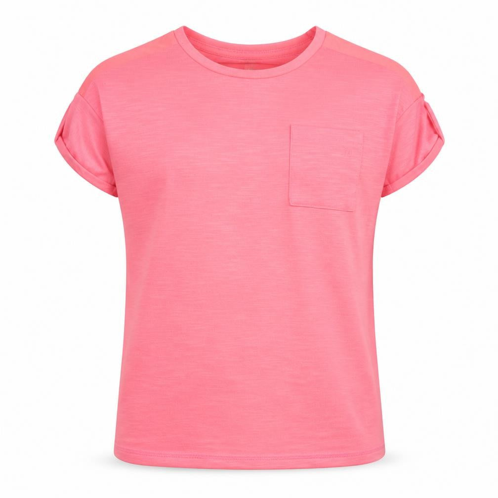Front view of River Island girls’ pink basic t-shirt, size 11-12, years - neon