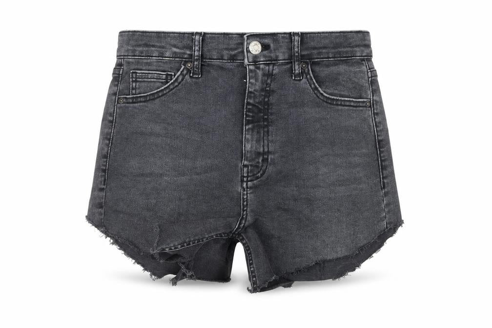 Topshop Womens Grey  Denim Hot Pants Shorts Size 30 in - Distressed
