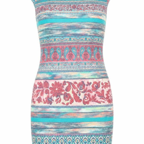 Kiah Womens Multicoloured Geometric Jersey Bodycon  Size 12  - Open Back