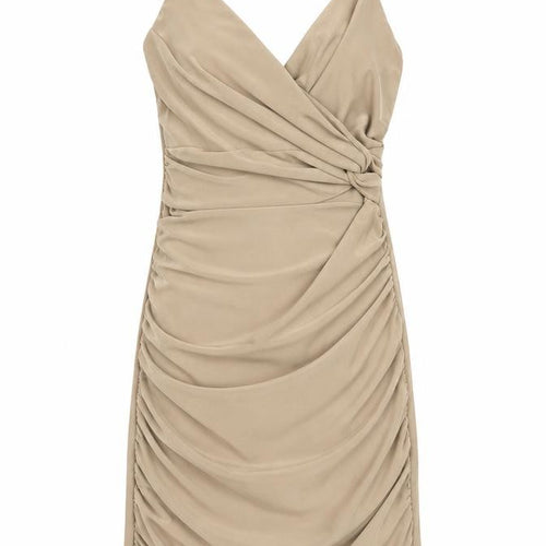 Kiah Womens Beige  Jersey Slip Dress  Size 10  - Ruched