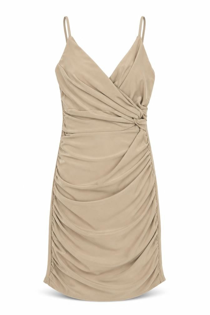 Kiah Womens Beige  Jersey Slip Dress  Size 10  - Ruched