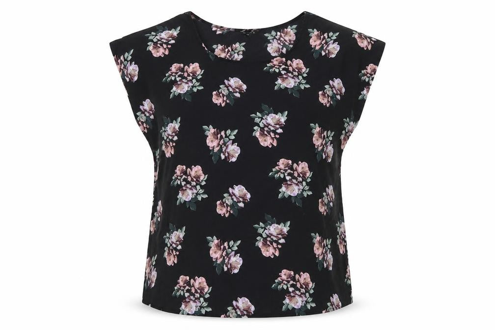 Select Womens Black Floral  Basic Blouse Size 12