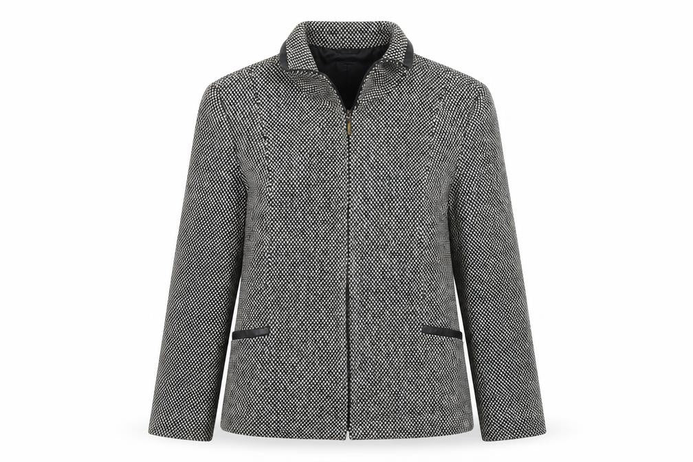 Talbots Womens Grey Houndstooth  Jacket Coat Size 12