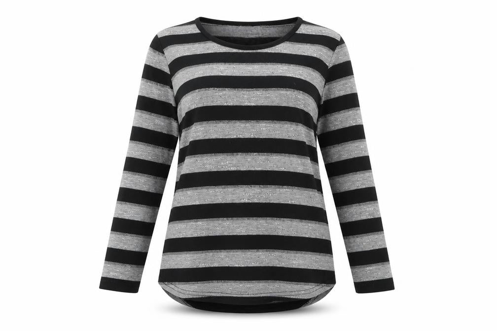 Papata Womens Grey Striped Knit Pullover Jumper Size 10