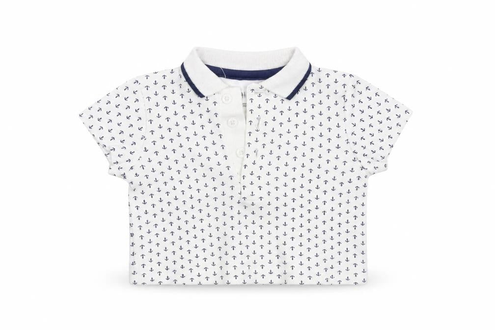 Little Me Boys White   Basic T-Shirt Size 6-9 Months  - Anchor