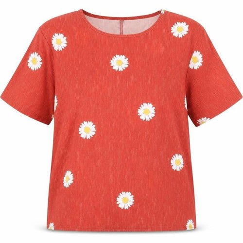 Preworn Womens Orange Floral  Basic Blouse Size S