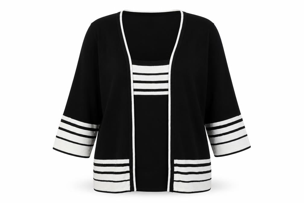 BM Womens Black Striped Knit Pullover Jumper Size M