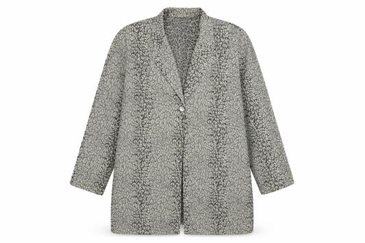 Front view of Preworn women’s multicoloured animal print basic button-up, size UK 20