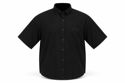 Front view of jars men’s black button-up, size L