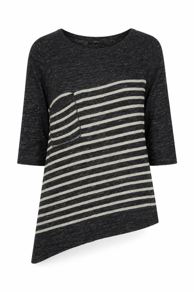 Marks and Spencer Womens Grey Striped Knit Pullover Jumper Size 14