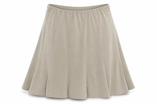 Front view of Forever women’s beige pleated skirt, size XL