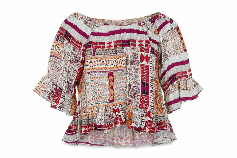 Mirumi Womens Brown Geometric  Basic Blouse Size M