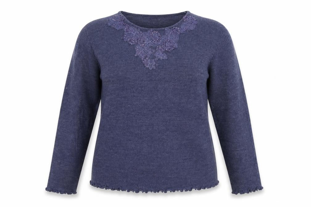 Elizabeth Scott  Womens Blue Geometric Knit Pullover Jumper Size L