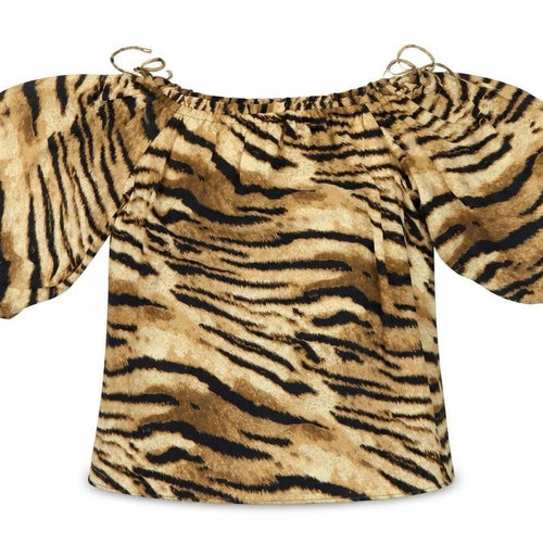 F&F Womens Black Animal Print  Basic Blouse Size 14