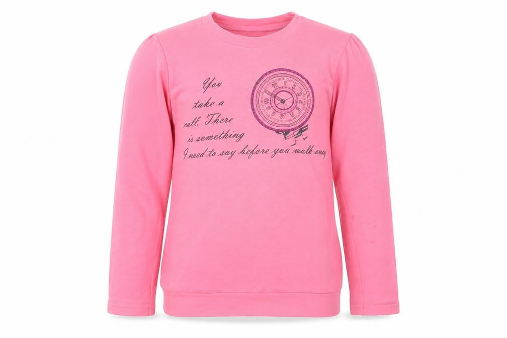 Front view of Preworn girls’ pink pullover sweatshirt, size 7, years