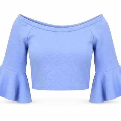 kiah Womens Blue   Basic Blouse Size 12  - CROPPED