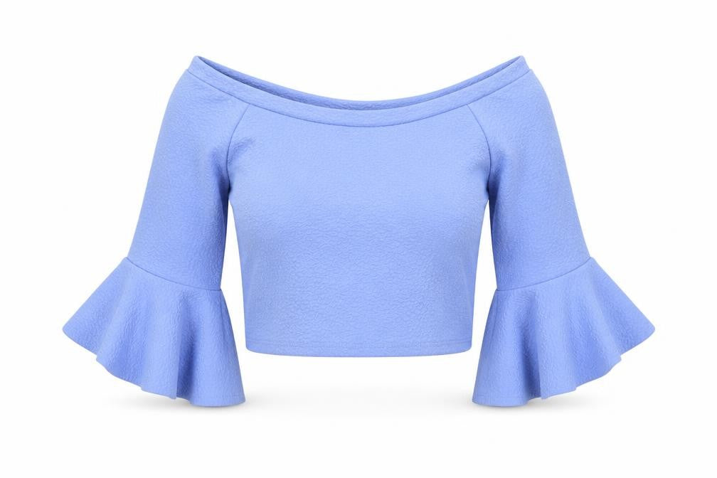 kiah Womens Blue   Basic Blouse Size 12  - CROPPED