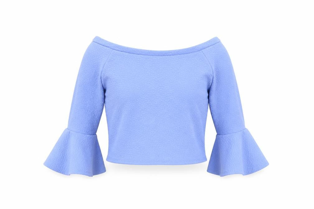 kiah Womens Blue   Basic Blouse Size 12  - CROPPED