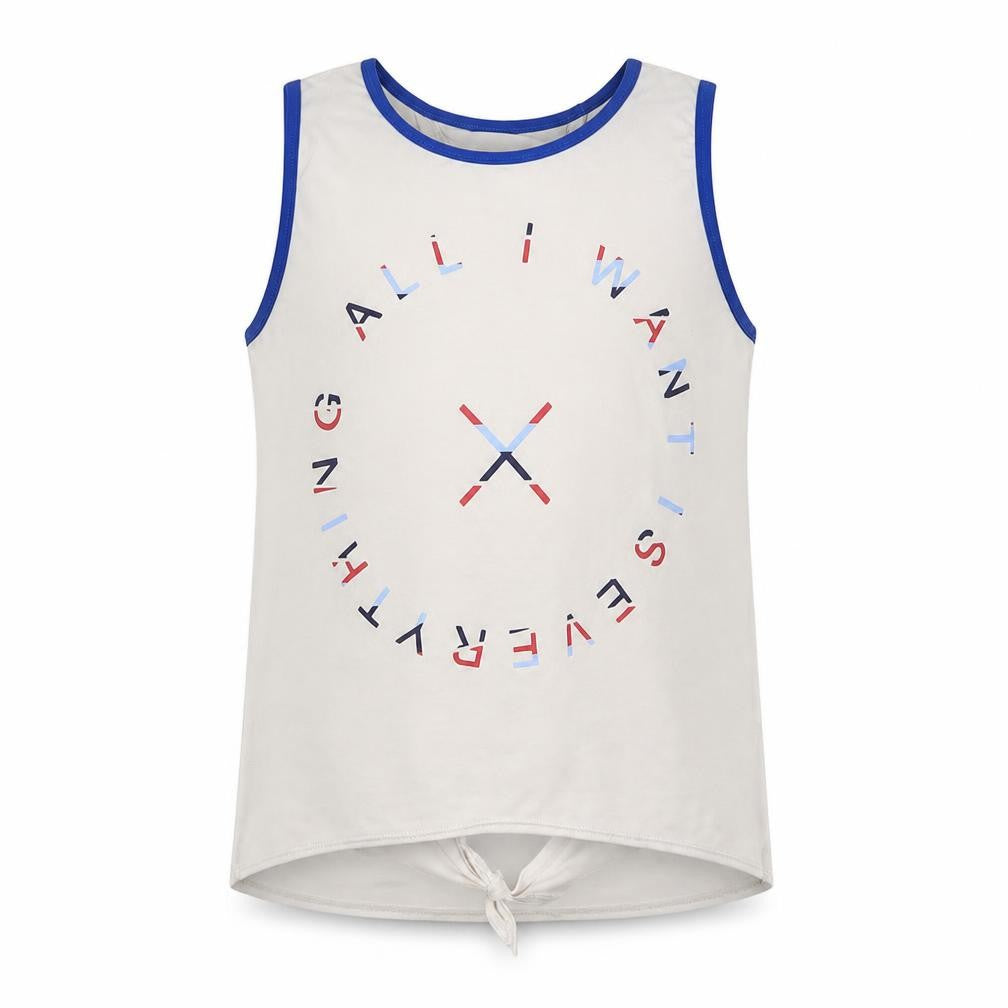 Matalan Girls White   Basic Tank Size 9 Years  - All I Want Is Everything
