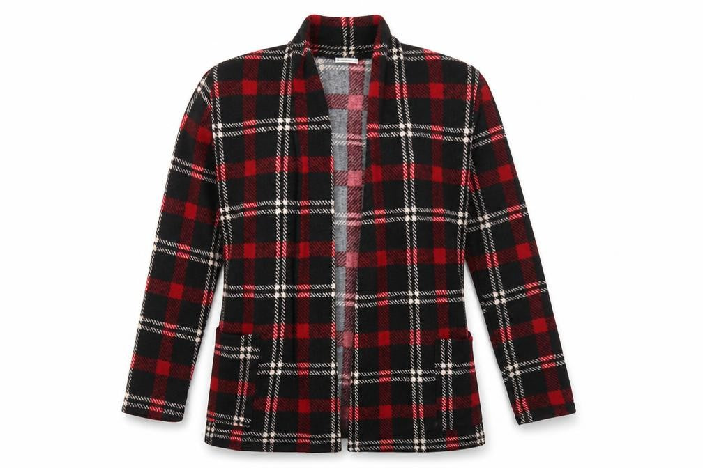 Egy California Womens Red Check  Cardigan Jumper Size M