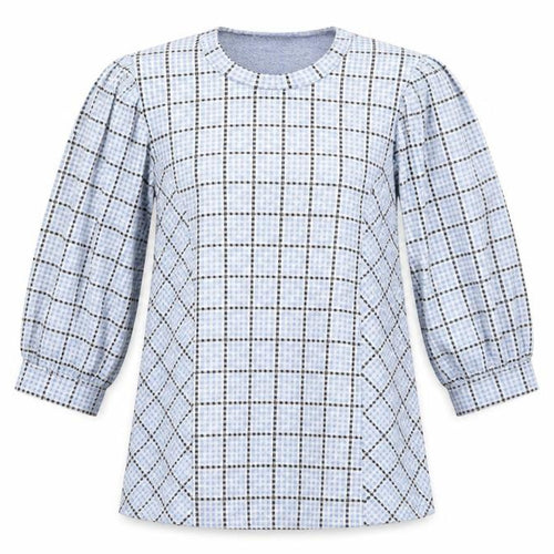 Savida Womens Blue Check  Tunic Blouse Size XS