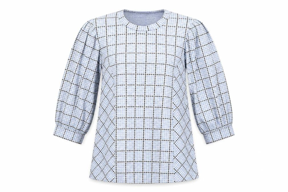 Savida Womens Blue Check  Tunic Blouse Size XS