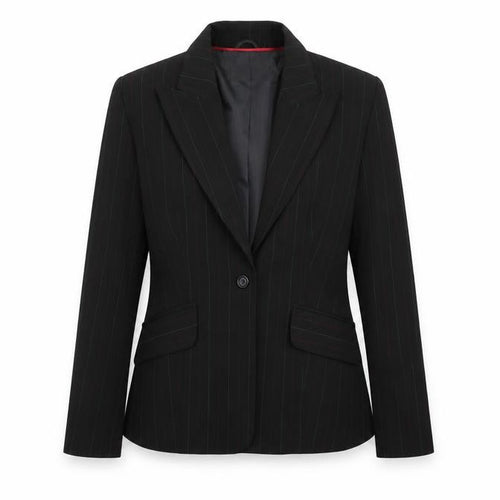 Liquid Womens Black Striped  Jacket Suit Jacket Size 14