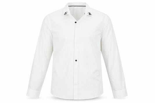 Front view of New Look men’s white button-up, size M