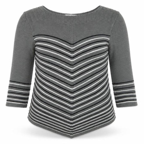 Simply Stock Shop Womens Grey Striped Knit Pullover Jumper Size L