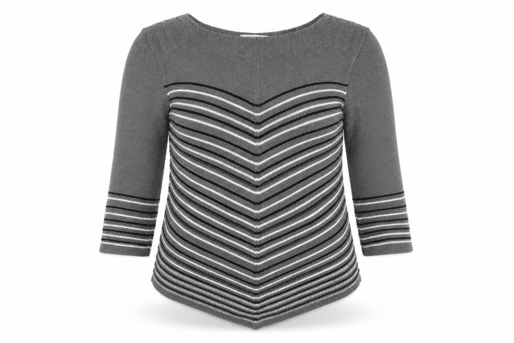 Simply Stock Shop Womens Grey Striped Knit Pullover Jumper Size L