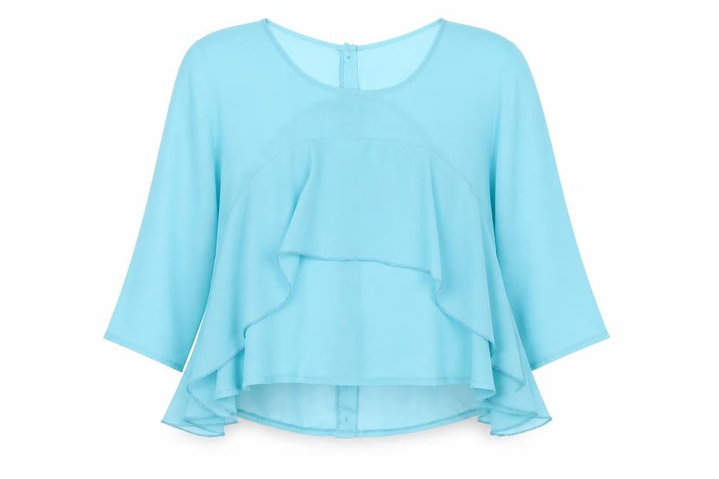Nikka Womens Blue   Basic Blouse Size 10  - Ruffle Detail