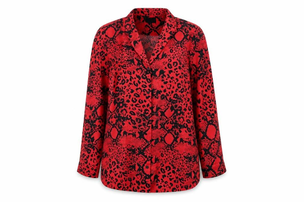 Time To Dream Womens Red Animal Print  Top Pyjama Top Size 8