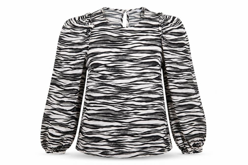 Papaya Womens White Animal Print  Basic Blouse Size 8