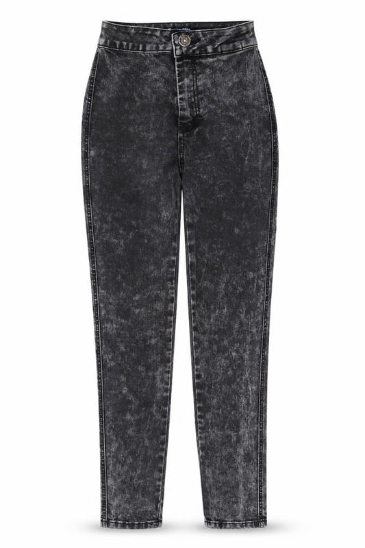Front view of denim club women’s black skinny jeans, size UK 8, 27-inch leg