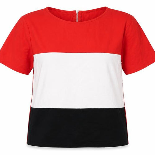 Select Womens Red Striped  Basic T-Shirt Size 10