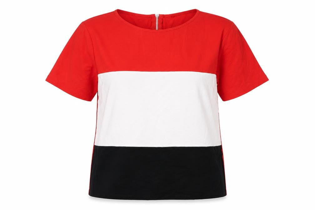 Select Womens Red Striped  Basic T-Shirt Size 10