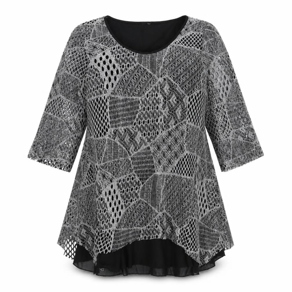 Preworn Womens Black   Fit & Flare  Size 14  - Layered with silver/grey