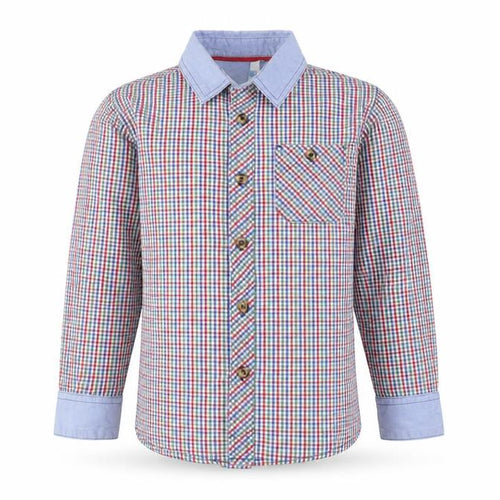 John Lewis Boys Blue Plaid  Basic Button-Up Size 6 Years
